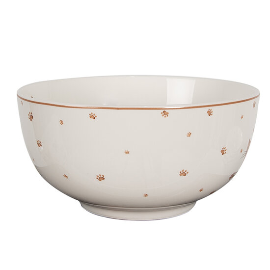 Clayre & Eef | Soepkom Wit Bruin ø 14x7 cm / 500 ml | KCSBO