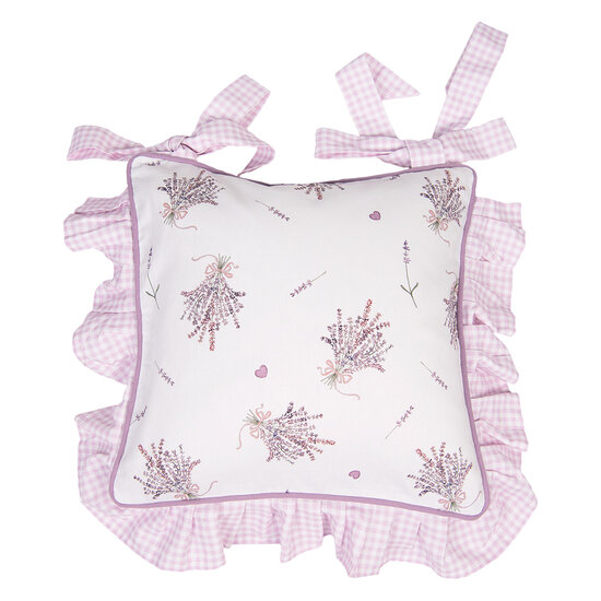 Clayre & Eef | Kussenhoes Stoelkussen Paars, Wit 40x40 cm | LAG25