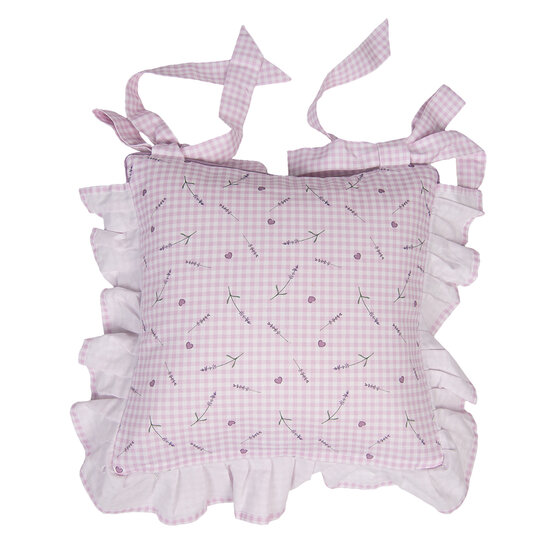 Clayre & Eef | Kussenhoes Stoelkussen Paars, Wit 40x40 cm | LAG25