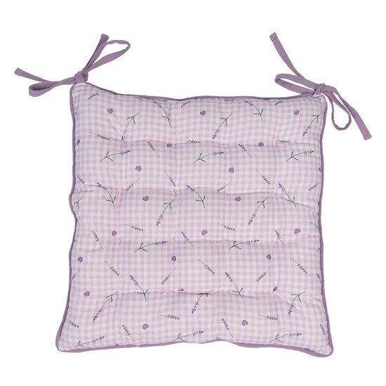 Clayre & Eef | Stoelkussen Foam Paars, Wit 40x40x4 cm | LAG29