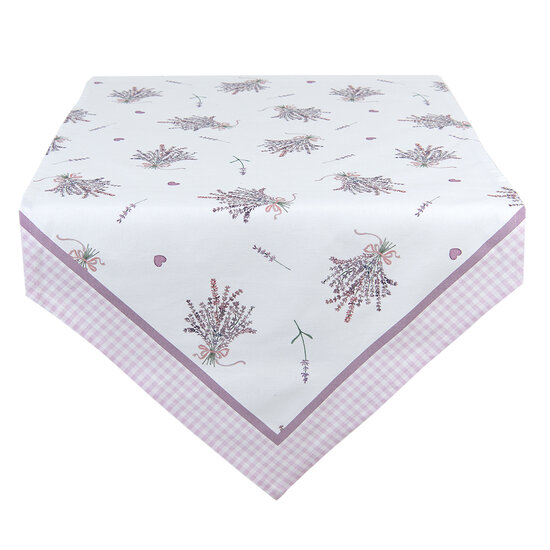 Clayre & Eef | Tafelloper Paars, Wit 50x160 cm | LAG65