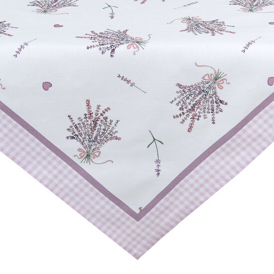 Clayre & Eef | Tafelloper Paars, Wit 50x160 cm | LAG65
