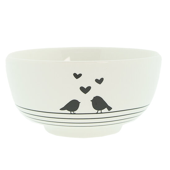 Clayre & Eef | Soepkom Wit, Zwart ø 14x7 cm / 500 ml | LBSBO