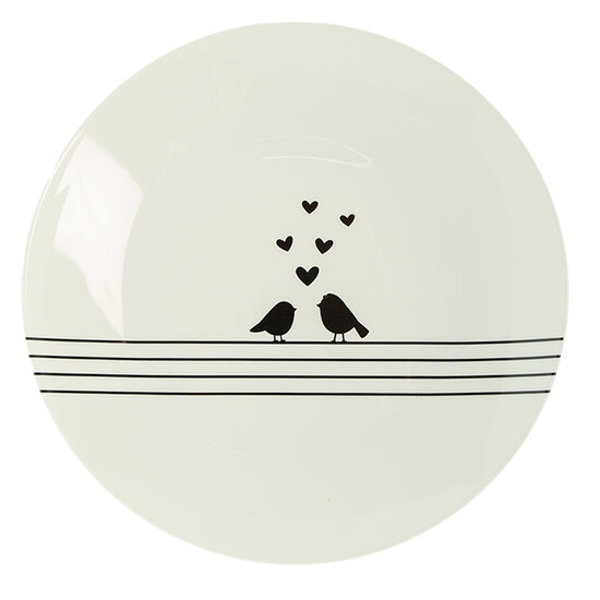 Clayre & Eef | Servies Dinerbord Wit, Zwart ø 26x2 cm | LBSFP