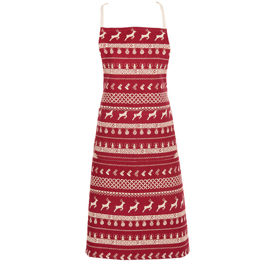 Clayre & Eef | Keukenschort Rood, Beige 70x85 cm | NOC41-2