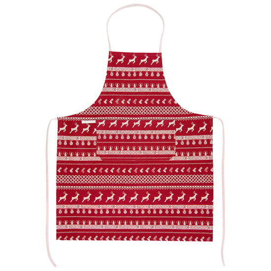 Clayre & Eef | Keukenschort Rood, Beige 70x85 cm | NOC41-2