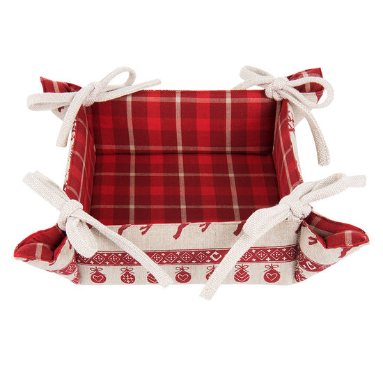 Clayre & Eef | Broodmand Rood, Beige 35x35x8 cm | NOC47