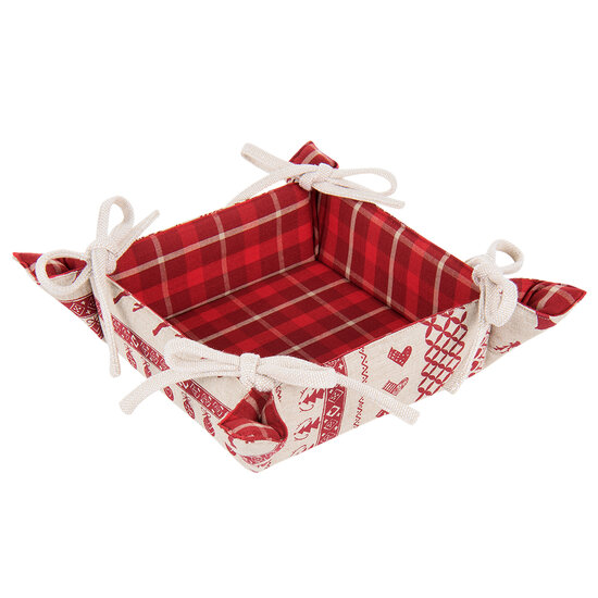 Clayre & Eef | Broodmand Rood, Beige 35x35x8 cm | NOC47