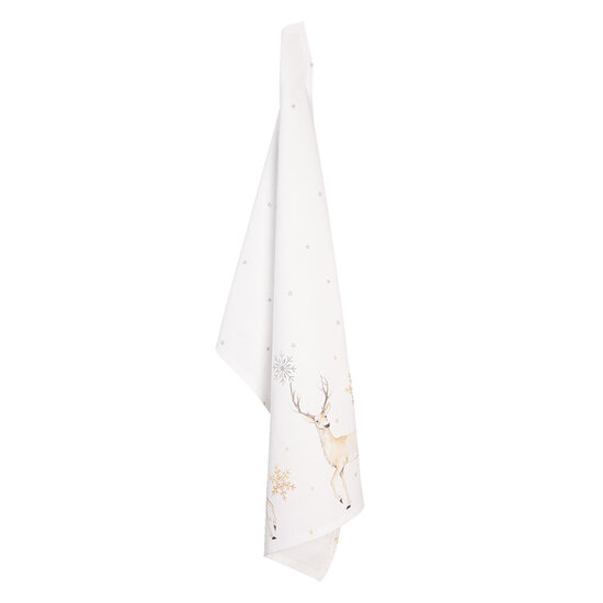 Clayre & Eef | Theedoek Wit Beige 50x70 cm | PCH42
