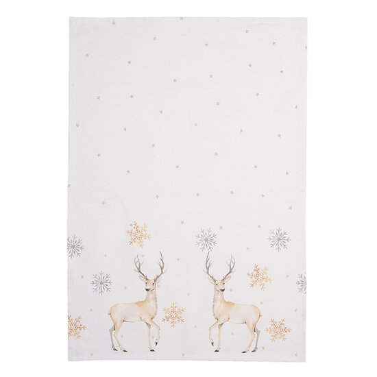 Clayre & Eef | Theedoek Wit Beige 50x70 cm | PCH42