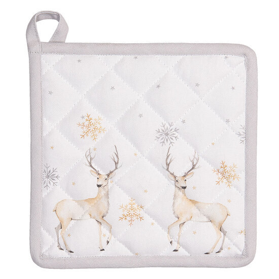 Clayre & Eef | Pannenlap Wit Beige 20x20 cm | PCH45