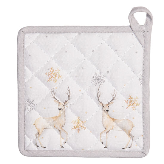 Clayre & Eef | Pannenlap Wit Beige 20x20 cm | PCH45