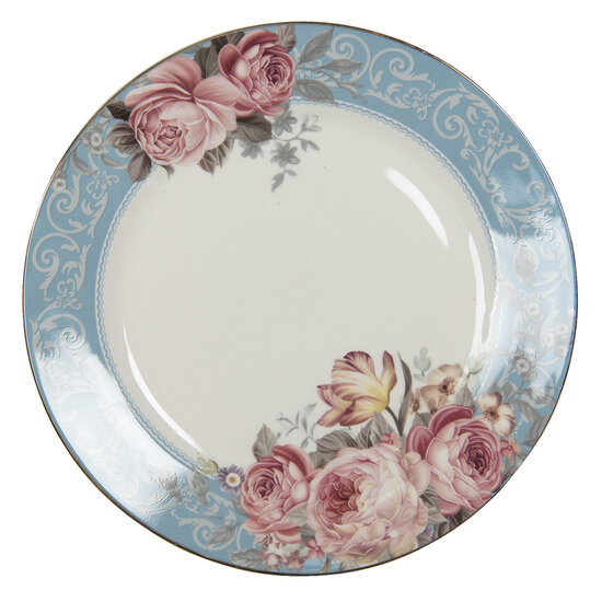 Clayre & Eef | Servies Dinerbord Blauw, Wit ø 26x2 cm | PECFP