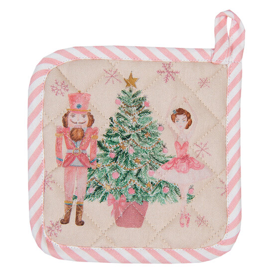 Clayre & Eef | Pannenlap Kind Beige Roze 16x16 cm | PNC45K