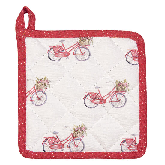 Clayre & Eef | Pannenlap Kind Wit, Rood 16x16 cm | RBC45K