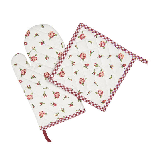 Clayre & Eef | Pannenlap Rood, Wit 20x20 cm | ROR45