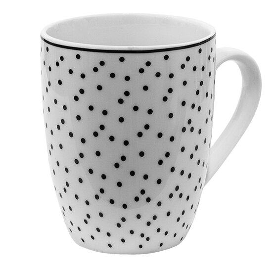 Clayre & Eef | Mok Wit, Zwart 12x8x10 cm / 350 ml | SDMU