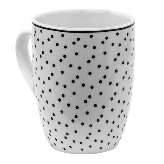 Clayre & Eef | Mok Wit, Zwart 12x8x10 cm / 350 ml | SDMU