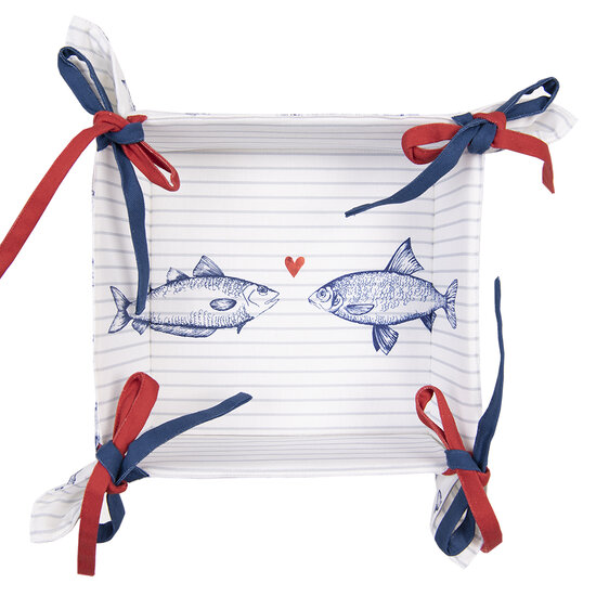 Clayre & Eef | Broodmand Wit Blauw 35x35x8 cm | SSF47