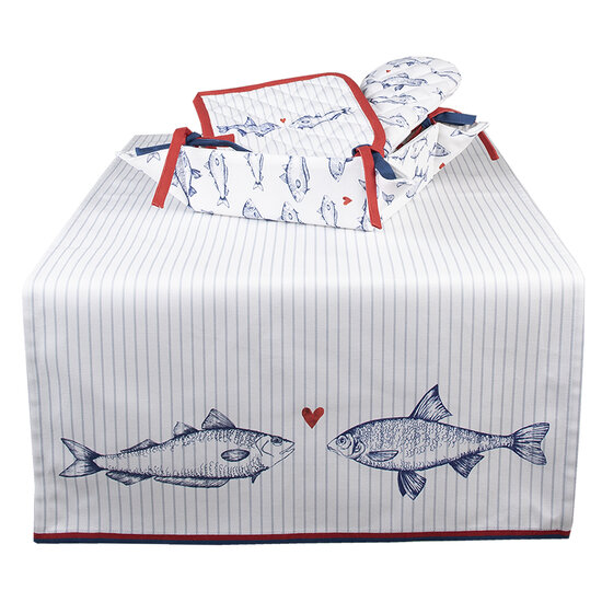 Clayre & Eef | Broodmand Wit Blauw 35x35x8 cm | SSF47