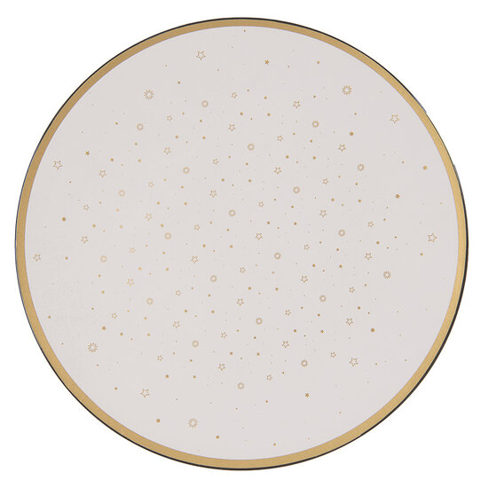 Clayre & Eef | Onderbord Wit, Goudkleurig ø 33x1 cm | STS85-2