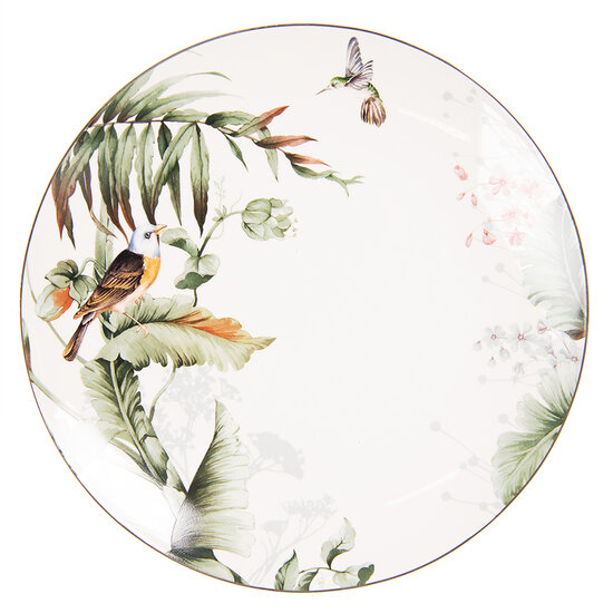 Clayre & Eef | Servies Dinerbord Wit, Groen ø 26x2 cm | TRBFP