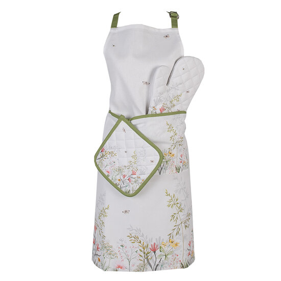 Clayre & Eef | Ovenwant Wit Groen 18x30 cm | WFF44