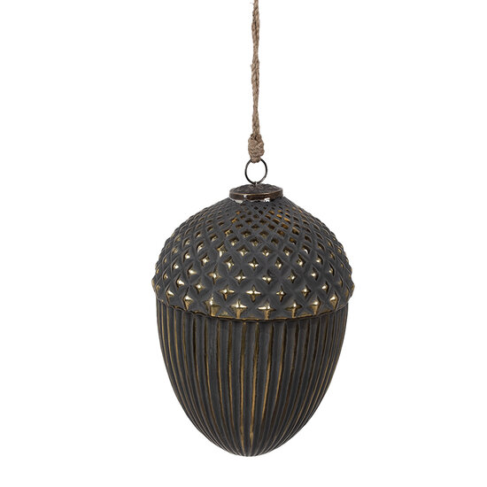 Clayre & Eef | Kerstbal Zwart Goudkleurig ø 18x27 cm | 6GL4528XL