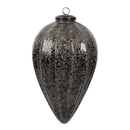 Clayre & Eef | Kerstbal Zwart Zilverkleurig ø 17x26 cm | 6GL4530L
