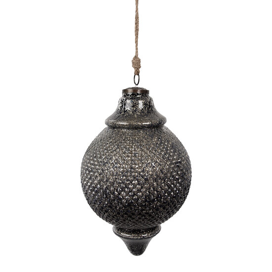 Clayre & Eef | Kerstbal Zwart Grijs ø 20x32 cm | 6GL4533L