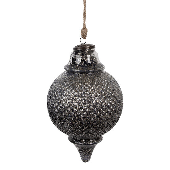 Clayre & Eef | Kerstbal Zwart Grijs ø 16x27 cm | 6GL4533M