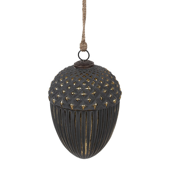 Clayre & Eef | Kerstbal Zwart Goudkleurig ø 15x21 cm | 6GL4528L