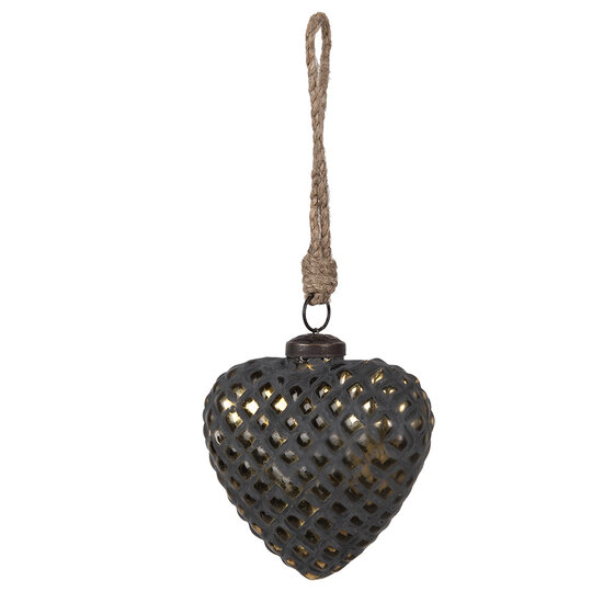 Clayre & Eef | Kerstbal Zwart Goudkleurig 10x4x11 cm | 6GL4529L