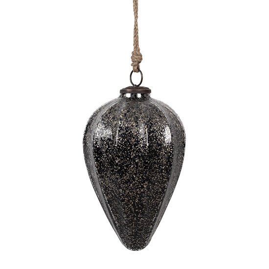 Clayre & Eef | Kerstbal Zwart Zilverkleurig ø 14x19 cm | 6GL4530M