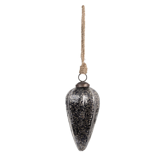 Clayre & Eef | Kerstbal Zwart Zilverkleurig ø 6x13 cm | 6GL4530S