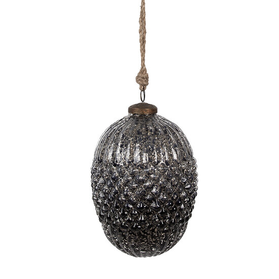 Clayre & Eef | Kerstbal Zwart Grijs ø 13x18 cm | 6GL4531M