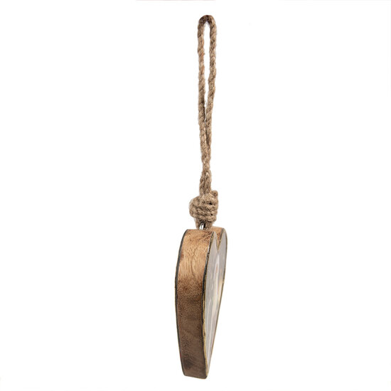 Clayre & Eef | Decoratie hanger Hart Rood Bruin 13x2x13 cm | 6H2385L