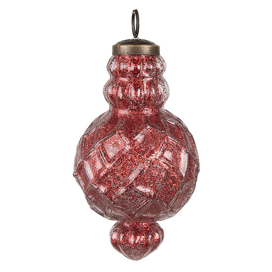 Clayre & Eef | Kerstballen Set van 4 Rood 29x18x9 cm / ø 8x15 cm | 6GL4512