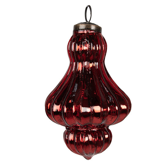 Clayre & Eef | Kerstbal Rood ø 9x14 cm | 6GL4523