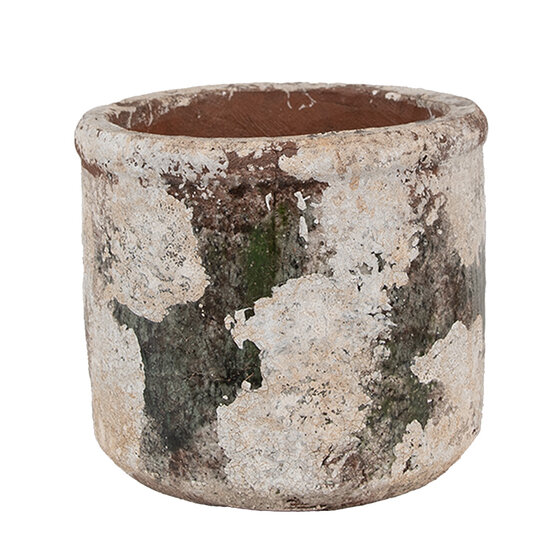 Clayre & Eef | Bloempot Binnen Beige Groen ø 17x15 cm | 6TE0516L