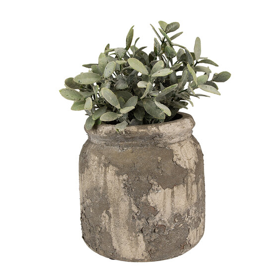 Clayre & Eef | Bloempot Binnen Grijs Beige ø 14x13 cm | 6TE0518M