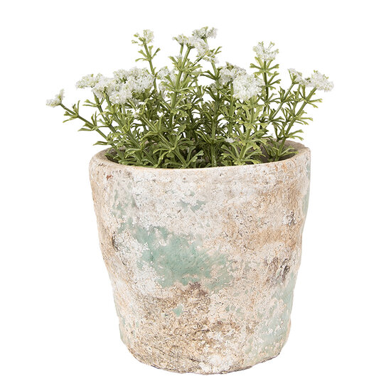 Clayre & Eef | Bloempot Binnen Beige Groen ø 11x11 cm | 6TE0531S