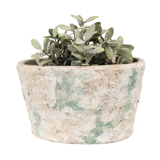 Clayre & Eef | Bloempot Binnen Beige Groen 25x16x15 cm | 6TE0533L