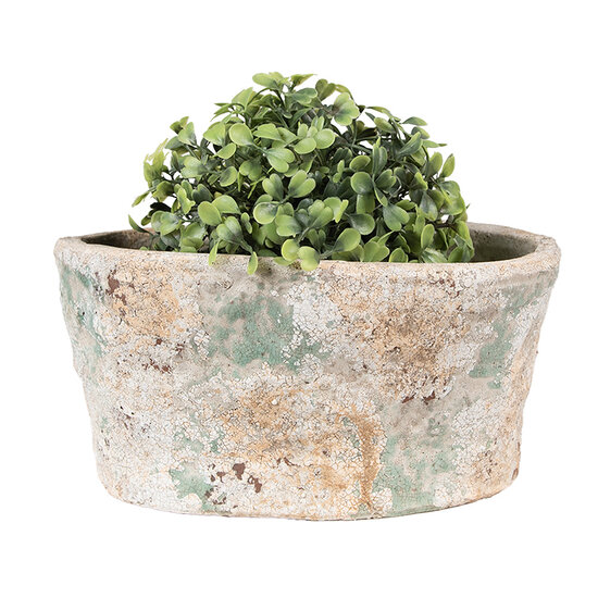 Clayre & Eef | Bloempot Binnen Beige Groen 22x13x11 cm | 6TE0533M