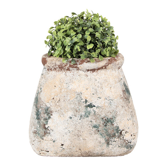 Clayre & Eef | Bloempot Binnen Beige Groen 22x15x19 cm | 6TE0536L
