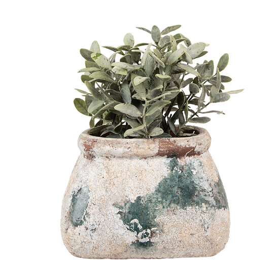 Clayre & Eef | Bloempot Binnen Beige Groen 20x14x13 cm | 6TE0536M