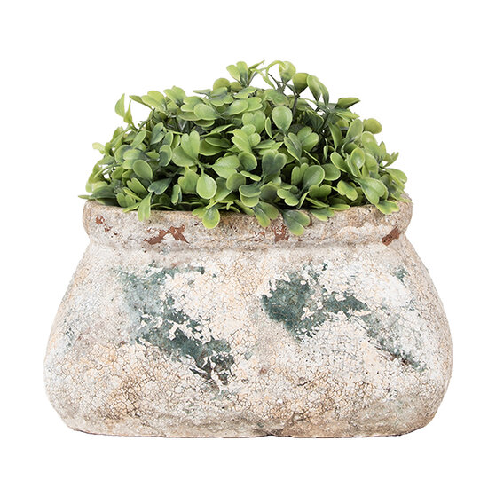 Clayre & Eef | Bloempot Binnen Beige Groen 17x13x9 cm | 6TE0536S