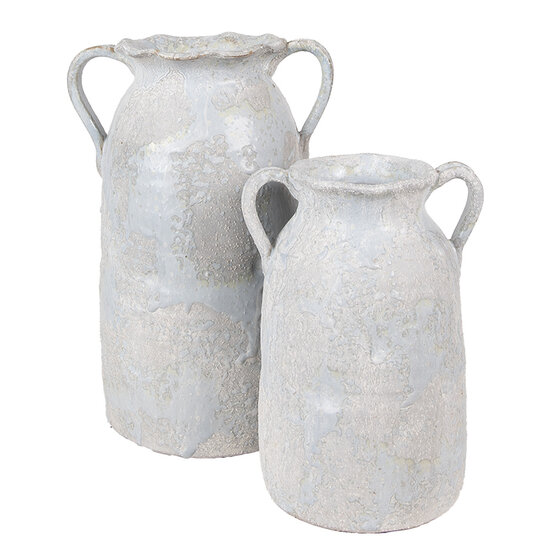 Clayre & Eef | Decoratie Vaas Grijs Beige 15x12x20 cm | 6TE0537S