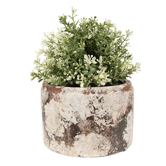 Clayre & Eef | Bloempot Binnen Beige Groen ø 18x11 cm | 6TE0539L