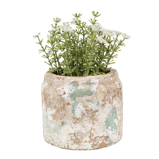 Clayre & Eef | Bloempot Binnen Beige Groen ø 11x9 cm | 6TE0539S